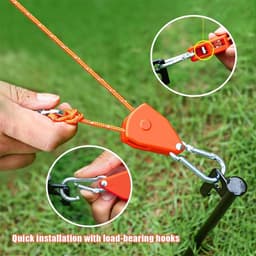 Allecto Plus - Guy ropes pakket van 4 stuks met verstelbare kabelspanner - 4 meter - Windbestendig - Reflecterende scheerlijnen - Geschikt voor tenten en zonnezeilen — thumbnail 2