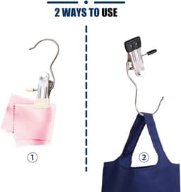 Wasknijpers-kledinghanger clip-wasknijpers met Extra Grip-hangerklem, kledinghaak RVS haak - washaak, reisdraagkleding - laarzen hoge handdoek muts sokken broek - 20 stuks - gebroken wit 12x4cm — thumbnail 2