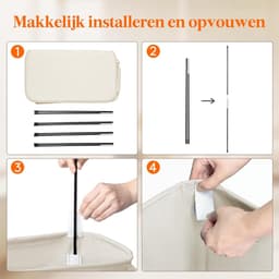 Set van 2 Slanke Wasmanden van 65 Liter – Opvouwbare Smalle Wasmand met Deksel, Verstevigde Bodem en Verlengde Handvatten – Ruimtebesparende Kledingopberger voor Slaapkamer, Badkamer en Wasruimte – Wit — thumbnail 4