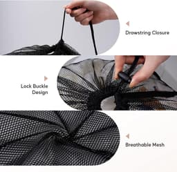 2-pack waszakken van mesh voor wasmachines, 70x90cm waszakken met trekkoord van mesh, herbruikbare en duurzame waszakken voor blouses, ondergoed, bh's, zwart — thumbnail 5