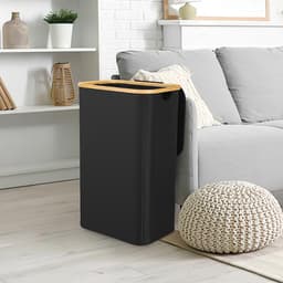 Wasmand,145L Zwart,Stoffen Wasmand met Deksel ,Sterk materiaal — thumbnail 3