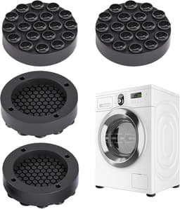 Trillingsdempers wasmachine - Wasmachine pootjes - Antivibratie pads - Witgoed accessoires - Geluidsdemper - Wasmachine verhoger - Anti slip mat - Droger accessoires - Trillingsdemper - Vloerbescherming - Demper wasmachine - Zwart - 4 stuks — thumbnail 1