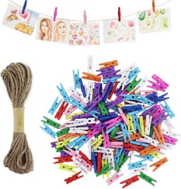 100 Stuks Kleine Houten Knijpers Multicolor voor Foto's, Kaarten en Decoratie — thumbnail 1