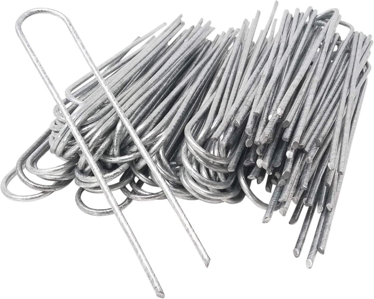 100 Grondankers 200 x 25 mm – Verzinkte U-Haringen voor Harde Vloeren en Tuinbevestiging — afbeelding 1