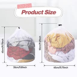 IMPERATORIS® Waszakjes voor Wasmachine - Bescherming voor Fijne Was en Schoenen - Mesh Wasnet met Rits - Voorkomt Slijtage - Set van 2 - Wit - 30 x 40 cm en 40 x 50 cm — thumbnail 4