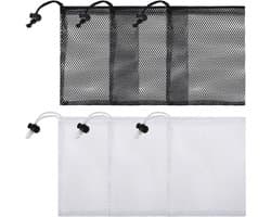 IMPERATORIS® Waszakjes voor Wasmachine - Bescherming voor Fijne Was en Schoenen - Mesh Wasnet met Rits - Voorkomt Slijtage - Set van 6 - zwart-wit - 15 x 20 cm
