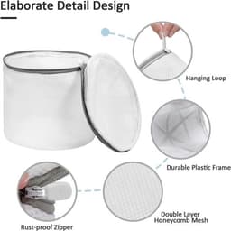 bh-waszakje - 3 stuks - mesh waszakken - 15*17 cm - Anti-Vervorming - wasmachine zakken -- Wasmachine - delicate was - fijnmazige lingerie waszakken - met ritsen - Geschikt voor intiem ondergoed - Cilindrische Ritsen Wasmachinetas - grijs — thumbnail 2