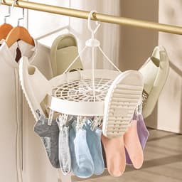 Ronde Drooghanger - Kleine Wasrek - Kleding Drogen - Verstelbare Clips - 34 cm Breed - Wit — thumbnail 4