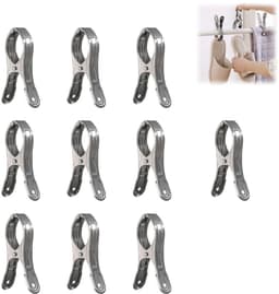 10 stuks - Winddichte clips van roestvrij staal - Clips voor zwembadafdekkingen - Gordijnclips - Wasknijpers van metaal - Sterk en duurzaam - Roest niet snel - Zilver - 2*13 cm - Geschikt voor dekbedden, lakens, kleding — thumbnail 1
