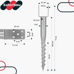 Kotarbau - Grondanker - 91x710 mm - Verzinkt Staal - Eenvoudige Installatie — thumbnail 3