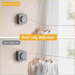 Intrekbare waslijn met doorhangbescherming - 4,8 m uittrekbaar voor wandmontage — thumbnail 2