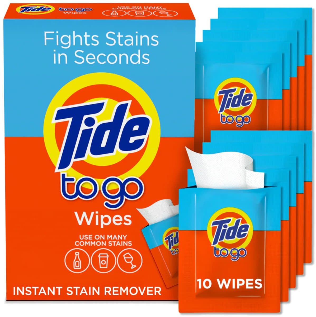 Tide To Go Wipes – Instant Stain Remover – Travel Size Vlekken Doekjes — afbeelding 1