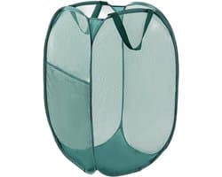Opvouwbare wasmand - Waszak - Opvouwbare wasmand - Pop-up wasmand met verstevigde handgreep - Geschikt voor zakenreizen - Toerisme en kamperen - Groen - 58*36*36cm