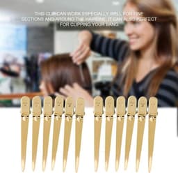 12x Antislip Kappershaarclips Goud - Professionele Vlinderklemmen voor Knippen en Verven — thumbnail 4