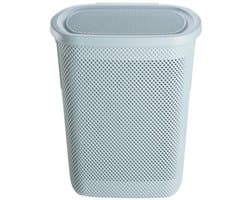 Wasmand met klapdeksel en luchtdoorlatende textiel-look - Compact en decoratief - 58 liter
