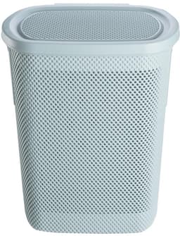 Wasmand met klapdeksel en luchtdoorlatende textiel-look - Compact en decoratief - 58 liter — thumbnail 1
