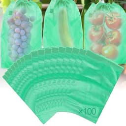 100 Stuks Druivenbeschermzakken - Vliesstof Tuin Nettas met Trekkoord voor Fruitbescherming — thumbnail 1