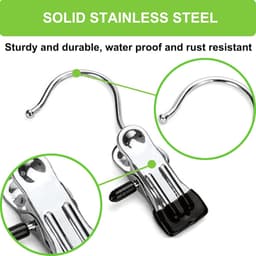 16 Stuks - RVS Wasknijpers - Handdoekclips - Handdoekklem - Handdoeklusjes met Clip - Winddichte Wasknijpers - Houders - Metalen Handdoekclips - Ophangklemmen - Zwart — thumbnail 2