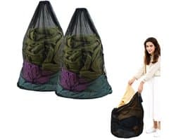 2 stuks waszakken van mesh met trekkoord en handvatten - 50×60cm waszakken van mesh - Duurzame tassen voor delicate kleding - Stevige waszakken van mesh - Geschikt voor wasmachines, reizen, kleding, speelgoedopslag — afbeelding 1