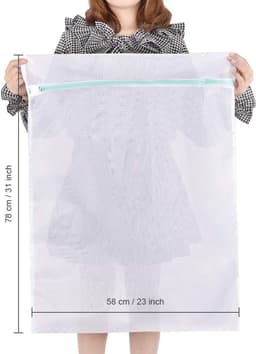 Wasnet - 2 stuks - Waszakken - Wasnetten - Waszak met rits - Voorkomt dat kleding vervormt en kreukt - Geschikt voor truien, overhemden, ondergoed, sokken, schoenen - 80*60cm - Wit — thumbnail 5