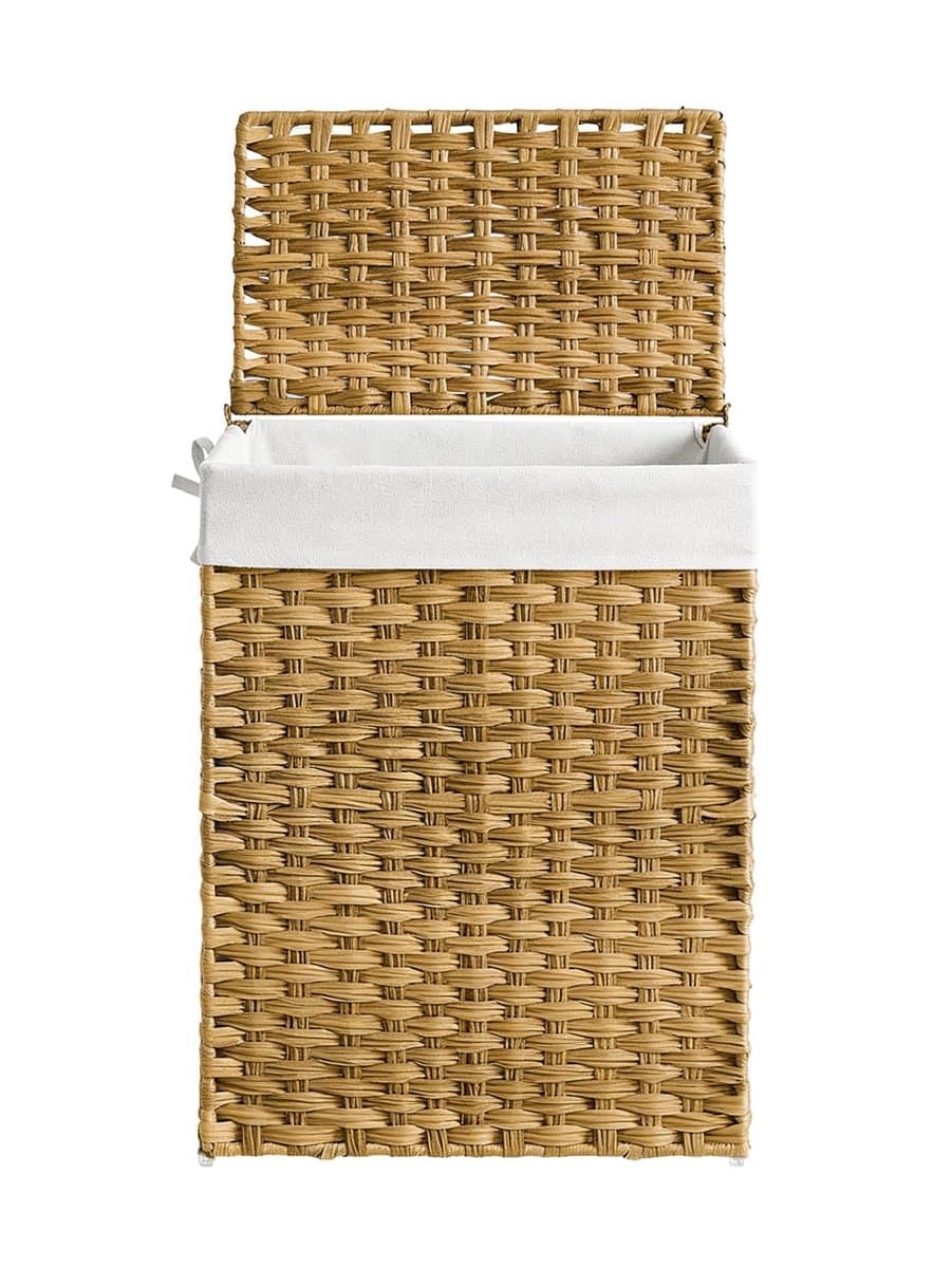 Wasmand, 46 x 33 x 60 cm, naturel, vuilewasmand met uitneembare voering en zijhandvatten, gemakkelijk te verplaatsen en schoon te maken, 90 liter grote capaciteit, stevig en duurzaam materiaal — afbeelding 1