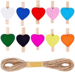 EGoods - 80 stuks Kleurrijke Houten Clips voor Ambachten en Foto's Display met Jute Touw — thumbnail 1