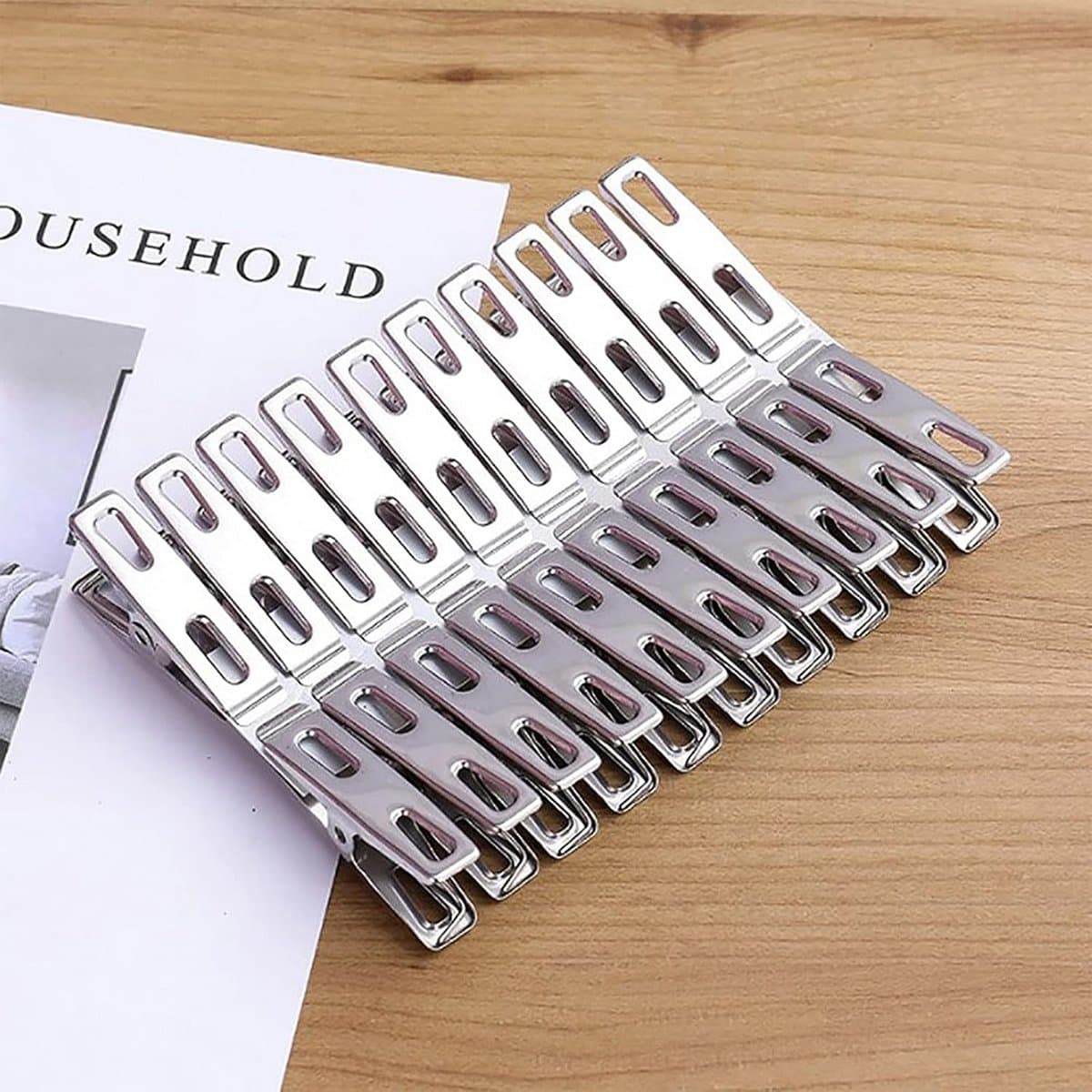 20x RVS Kledingclips - Sterke Metalen Waslijn Pinnen voor Sokken, Handdoeken en Afdichten — afbeelding 1