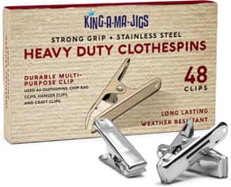 Roestvrijstalen Wasknijpers - Kledingclips Ophangclips - Was ophangen - Sterke grip - 48 stuks - Zilverkleurig — thumbnail 1