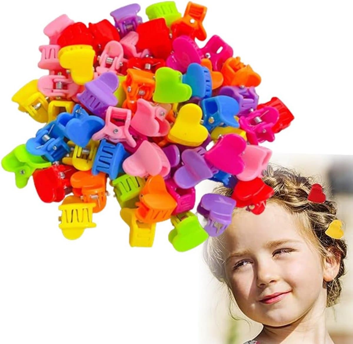 100 stuks Mini Haarspeldjes en Klauwklemmen - Kleine Plastic Haarklemmen voor Meisjes en Dames — afbeelding 1