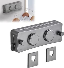 Uitschuifbare Waslijn RVS Dubbel - Intrekbaar voor Binnen en Buiten Balkon Badkamer — thumbnail 1