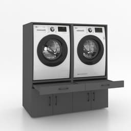 Wasmachinekast Dubbel 134x145x67cm | Ruimtebesparend & Super Stevig | Met Uitschuiflade | Voor Wasmachine en Droger | Antraciet — thumbnail 1