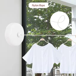 Uittrekbare Waslijn - Drooglijn Balkon - Kleding Drogen - Stevige Roestvrij Staal - 92 Cm - Wit — thumbnail 4