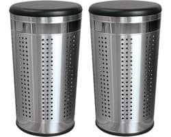 MSV Wasmand Dubai- 2x - rvs metaal - zwarte deksel - 46 liter compartiment - 35 x 60 cm
