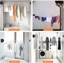 Yeelan Uittrekbaar Waslijn - 51m Extra Sterk - Verstelbaar - Duurzaam Roestvrij Staal - Buiten, Badkamer, Bijkeuken, Balkon — thumbnail 5