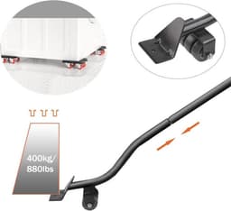 Wasmachine verhoger meubelverplaatsingsgereedschapset Zware meubelverhuizer met verlengstang en 4-zwenkwielen draagvermogen 400 kg zwart 34 cm - 7896 Wasmachine verhoger — thumbnail 5