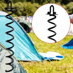 Grondanker hond - Set van 5 spiraalvormige haringen voor trampoline en schommels - Robuust en zwart Grondanker hond — thumbnail 2