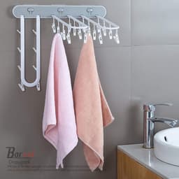 Borvat® - Droogrek - aan de muur gemonteerd - opvouwbaar kledingrek - afneembare clips - kledinghaak - waslijn - Roze - Set — thumbnail 4
