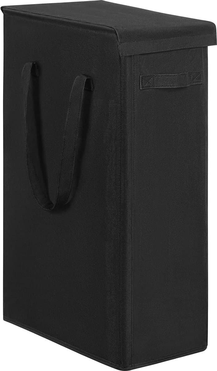 Slim Laundry Basket with Lid 58L - Breathable & Foldable - Large Storage Basket for Clothes - Wash Bedroom - Black — afbeelding 1