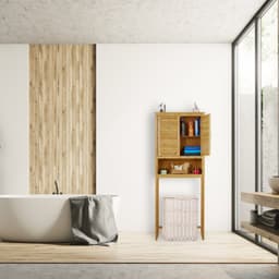 wasmachine ombouw kast - met deuren - 176x70x22,5 cm - rek - bamboe — thumbnail 2
