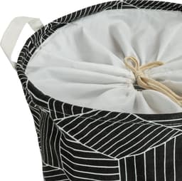 QUVIO Wasmand met handvaten - Waszak met 1 compartiment - Wassorteerder - Wasmanden - Wasbox - Opbergmand - Opbergmand kinderkamer - Speelgoedmand - Opvouwbaar - Hexagon patroon - 43 L - Jute - 33 x 33 x 40 cm (lxbxh) - Zwart en wit — thumbnail 3