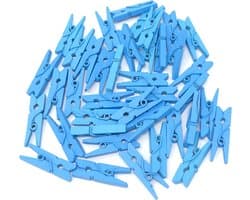 Premium - Blauwe Kleine houten mini knijpers - 20 STUKS - Blauw - Knijpertjes - Fotoknijpers - Geboorte wasknijpers - 2.5 CM - Foto knijpers - Knijper om foto's aan op te hangen - Fotohouder - Knijpers - Wasknijpers - Kerstkaart hangers - Pola
