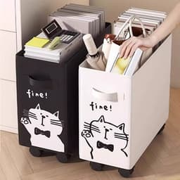 Wasmand - Wasmand met wielen - opvouwbare wasmand - Wasbox - Wasmand badkamer -Opbergmand - Wassorteerder - Kunststof Wasbox - Wasmand voor Badkamer, Slaapkamer, Wasruimte - 35 x 20x 40 cm - Crèmewit — thumbnail 2