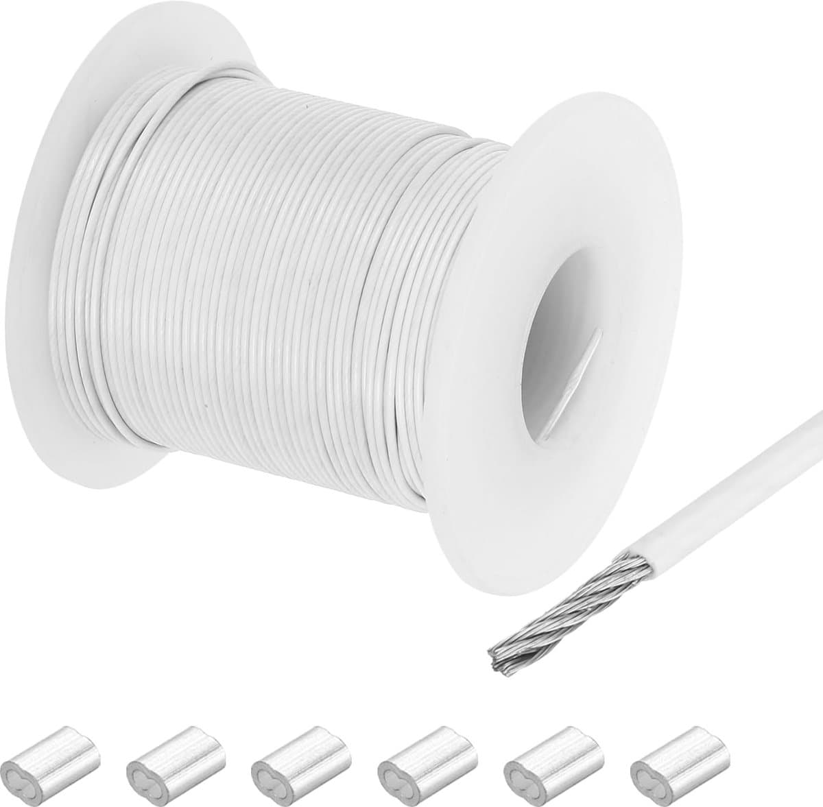 Staalkabel 40 m - 304 roestvrij staal - vinylgecoat - ideaal voor ophangen en tillen - ShopVlot — afbeelding 1