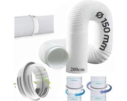 Airconditioningslang Verlenging 2 Meter – Ø 150 mm Binnen / 150 mm Buiten – Inclusief Adapter – Afvoerslang voor Mobiele Airco – Flexibele Airco Afvoerslang