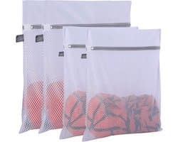 Wasnetjes met ritssluiting - Wit - Set van 4 Waszakken in 2 Maten - Mesh Waszakken voor Delicate Kleding - Voor Wasmachine en Droger