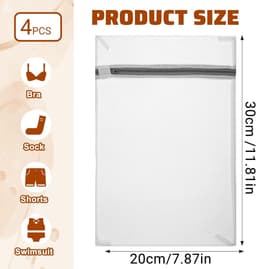 Wasnetjes met ritssluiting - Transparant - 30 x 20 cm - Duurzame Polyester Waszakken voor Delicate Kleding — thumbnail 5