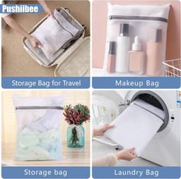 Wasnetjes met ritssluiting - Wit - 23x30 cm - Polyester Waszak met Mesh Structuur - Voor Kleding en Ondergoed — thumbnail 2