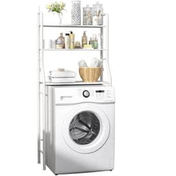 Wasmachinekast - Ombouw - 3-Laags - Badkamerkast - Vloerstaand - Stevig ijzer - Wit - 68x25x155 cm - Multifunctionele opbergruimte - Slimme ruimtewinner — thumbnail 1