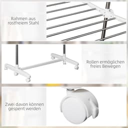 OKWISH Droogtoren In Hoogte Verstelbaar En Inklapbaar 2 Niveaus 136,5 Cm Kunststof En Roestvrijstalen Buis Silver Voor Binnen En Buiten — thumbnail 3