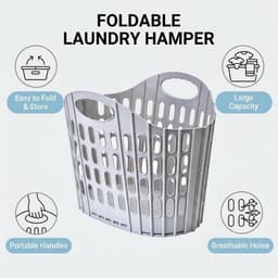 Opvouwbare wasmand - wasmand - vuile wasmand - handzame vuile wasmand - grijs - 29*20*32 cm - wandmontage mogelijk - geschikt voor slaapkamers, badkamers, studentenkamers, campers en appartementen — thumbnail 2